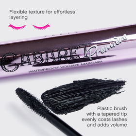 Vivienne Sabó glossy mascara texture swirl illustrating smooth formula