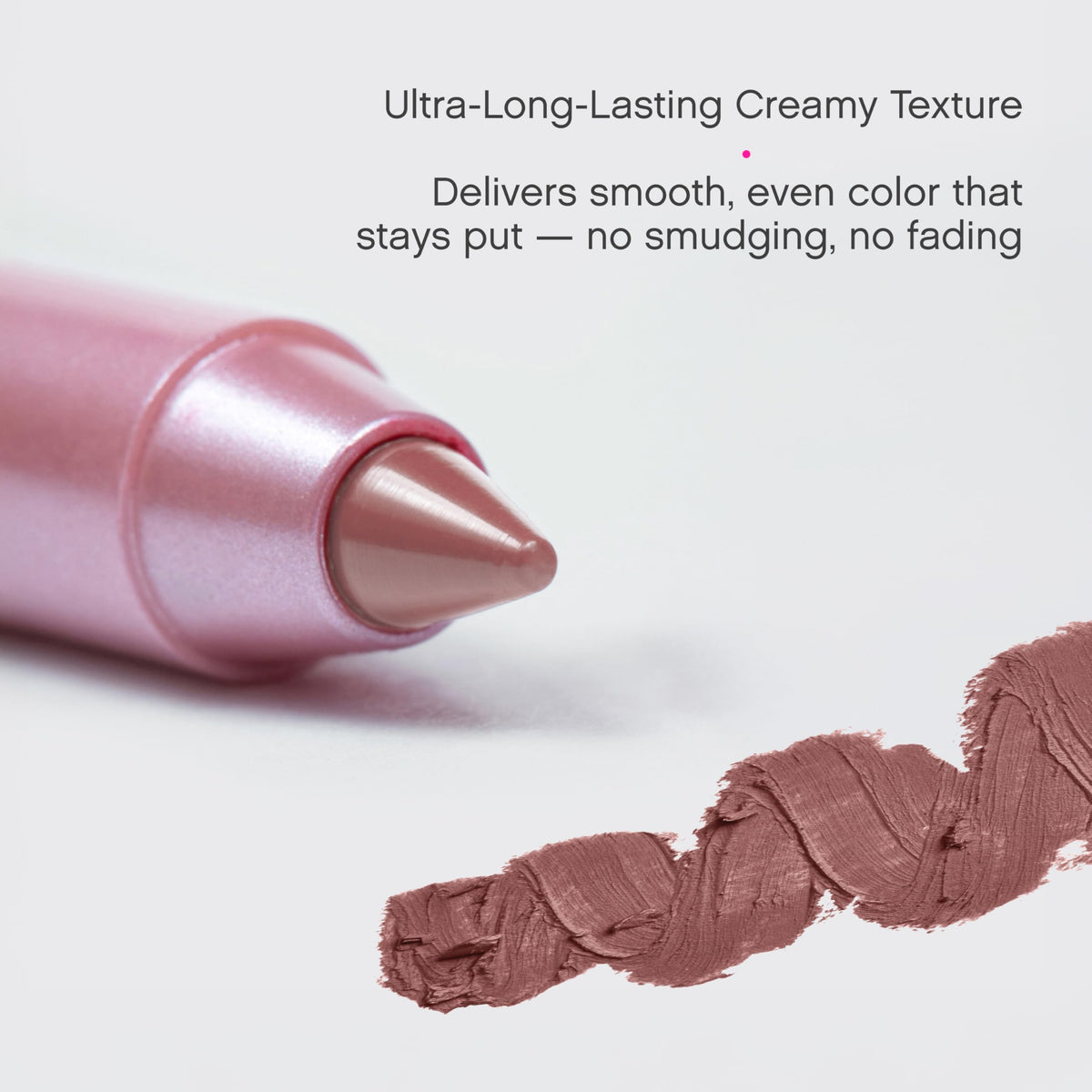 Vivienne Sabó model with only lipliner defining lips for long-lasting crisp edges