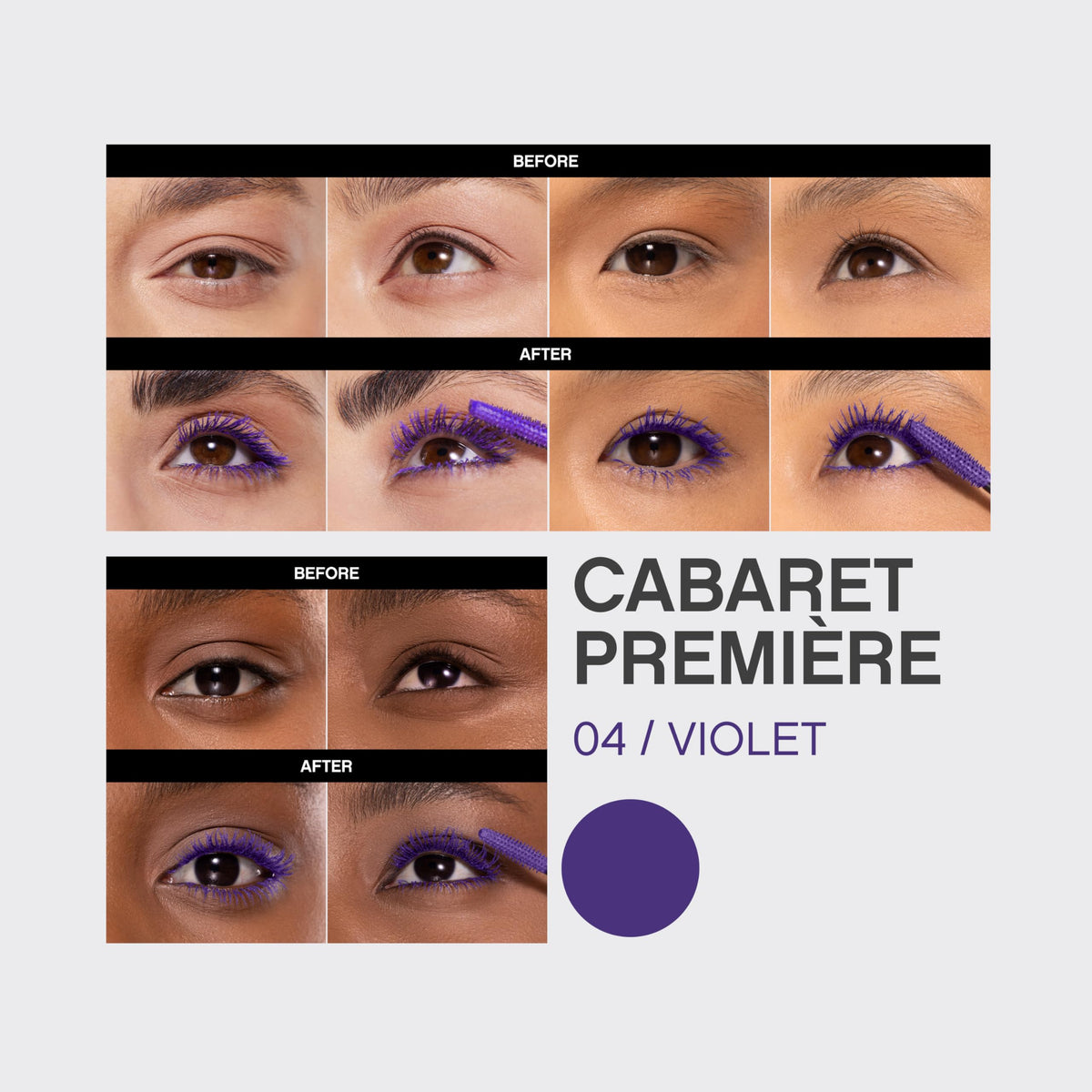 Vivienne Sabó mascara applied on model eyes lifting and opening the gaze