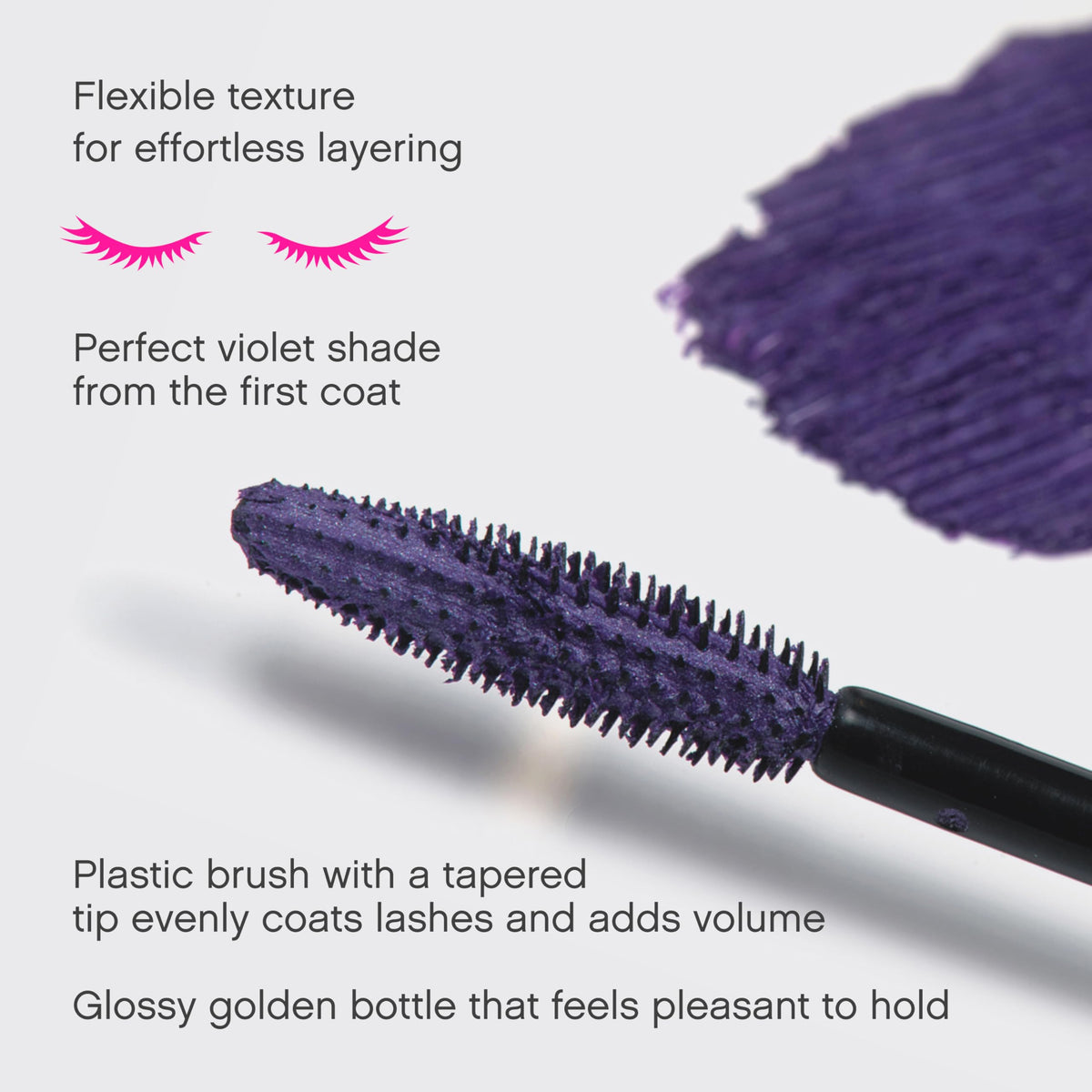 Vivienne Sabó purple color swatch on skin showing true shade payoff