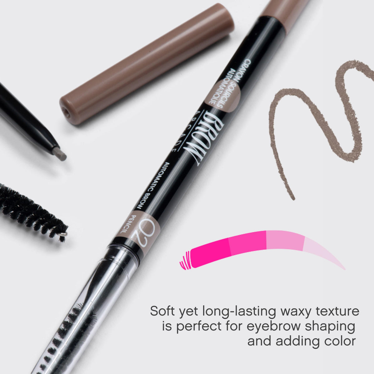 Vivienne Sabó spoolie detail blending color for softer natural brows