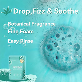 Vivifyrean bath bomb dissolving in tub water releasing color and fragrance for relaxing soak
