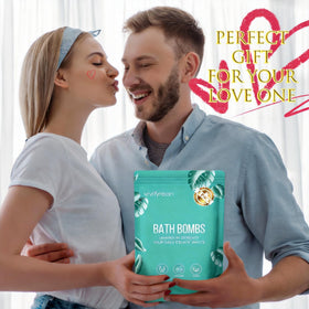 Vivifyrean bath bomb in hand to demonstrate compact travel-friendly size and single-use convenience