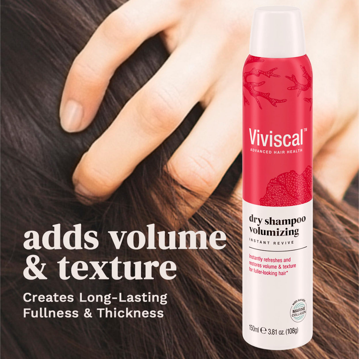 Viviscal spray applied at roots for instant mattifying lift