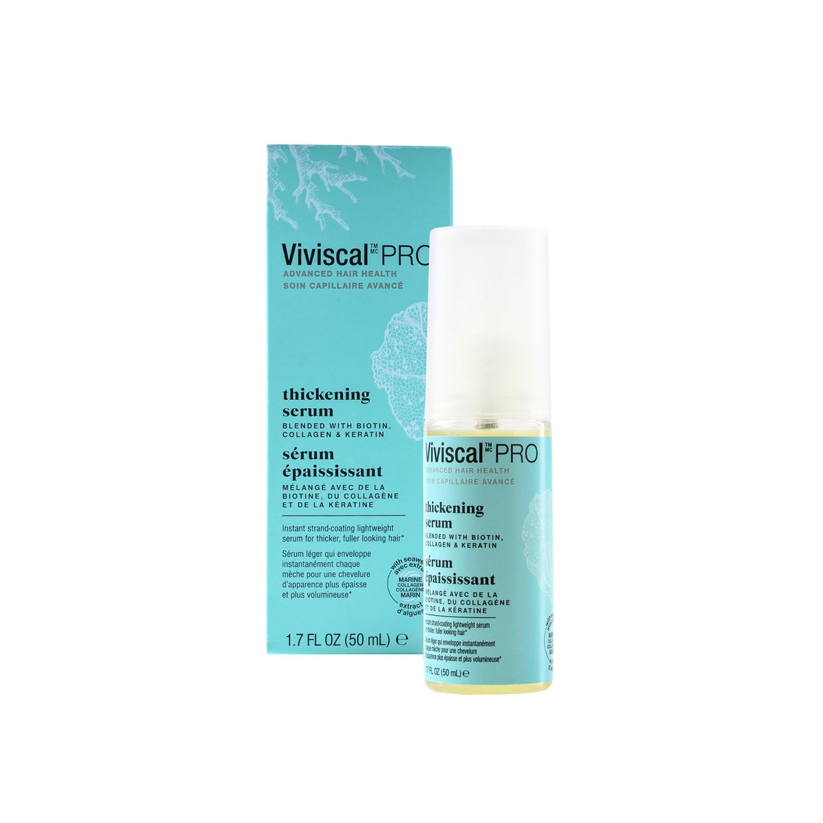 Viviscal front bottle view showing neat label and botanical scent benefits