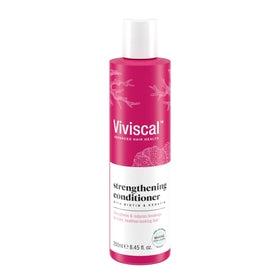 Viviscal front bottle showing Strengthening Conditioner for fuller-looking hair