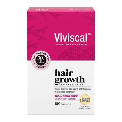 Viviscal front packaging showing 180 tablets and 90-day supply benefit