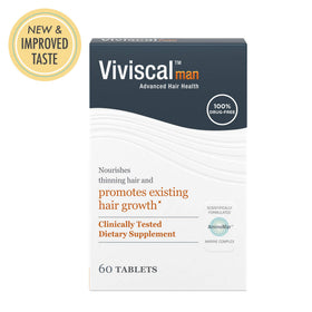 Viviscal on bathroom counter in lifestyle scene promoting consistent morning use