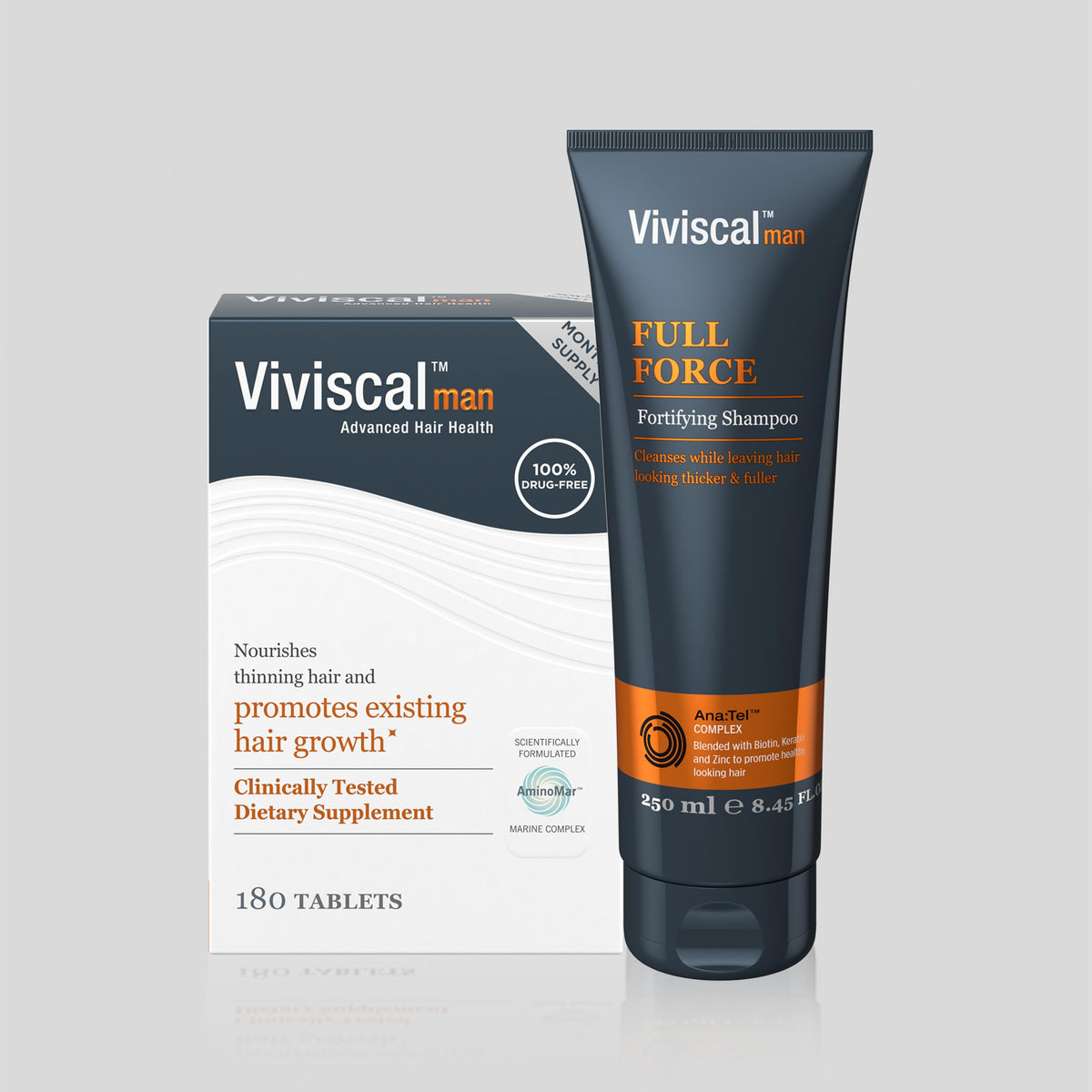 Side profile illustration showing potential thicker-looking hair with Viviscal support