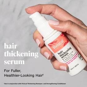 viviscal nozzle close-up showing serum texture for smooth, frizz-free finish