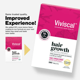 Viviscal tablets close-up texture highlighting easy-to-swallow formulation