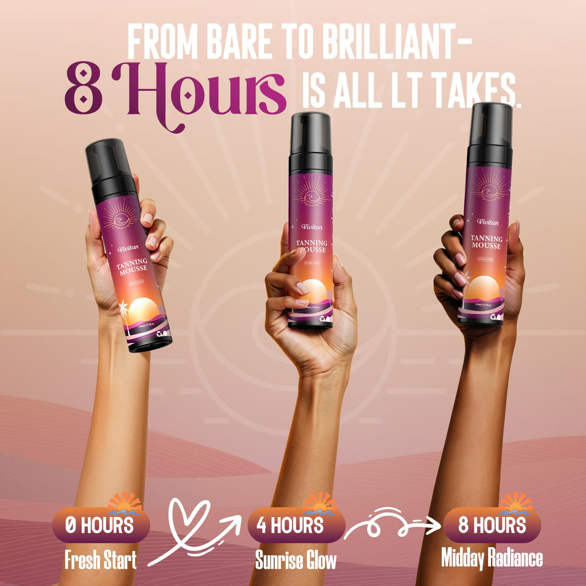 VIVITAN before and after results illustrating natural dark bronze transformation benefit