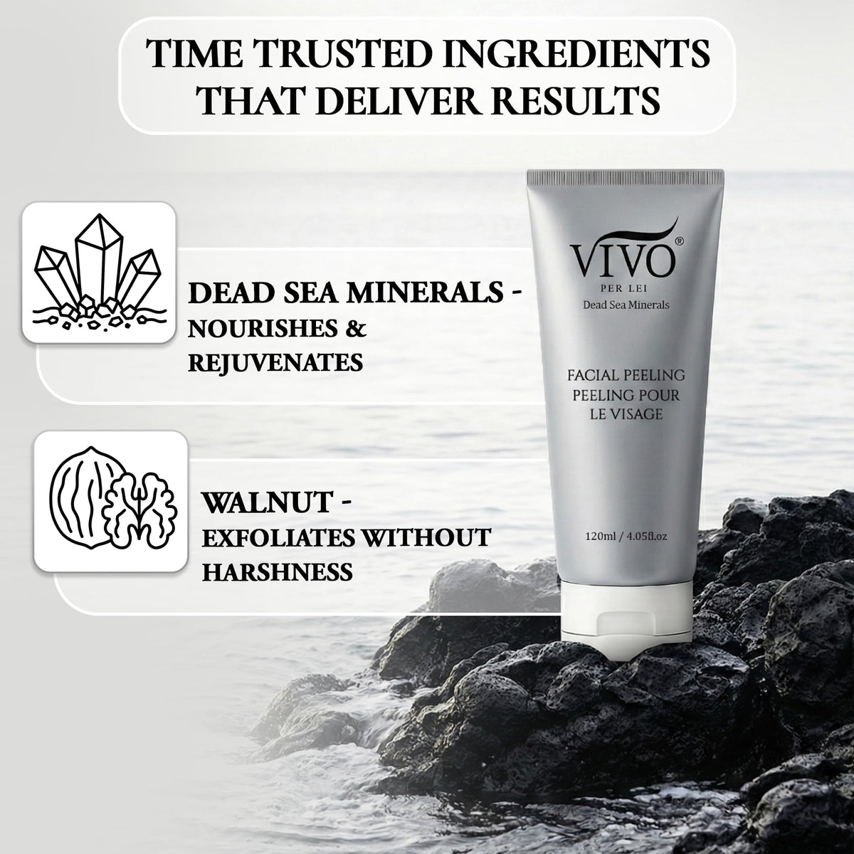 Vivo Per Lei label close-up with ingredient list and usage directions visible