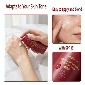 VKSpoa application with beauty blender illustrating effortless blending and even tone