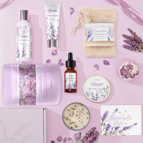 VKTASIMK lavender soy candle and essential oil close-up creating calm ambience