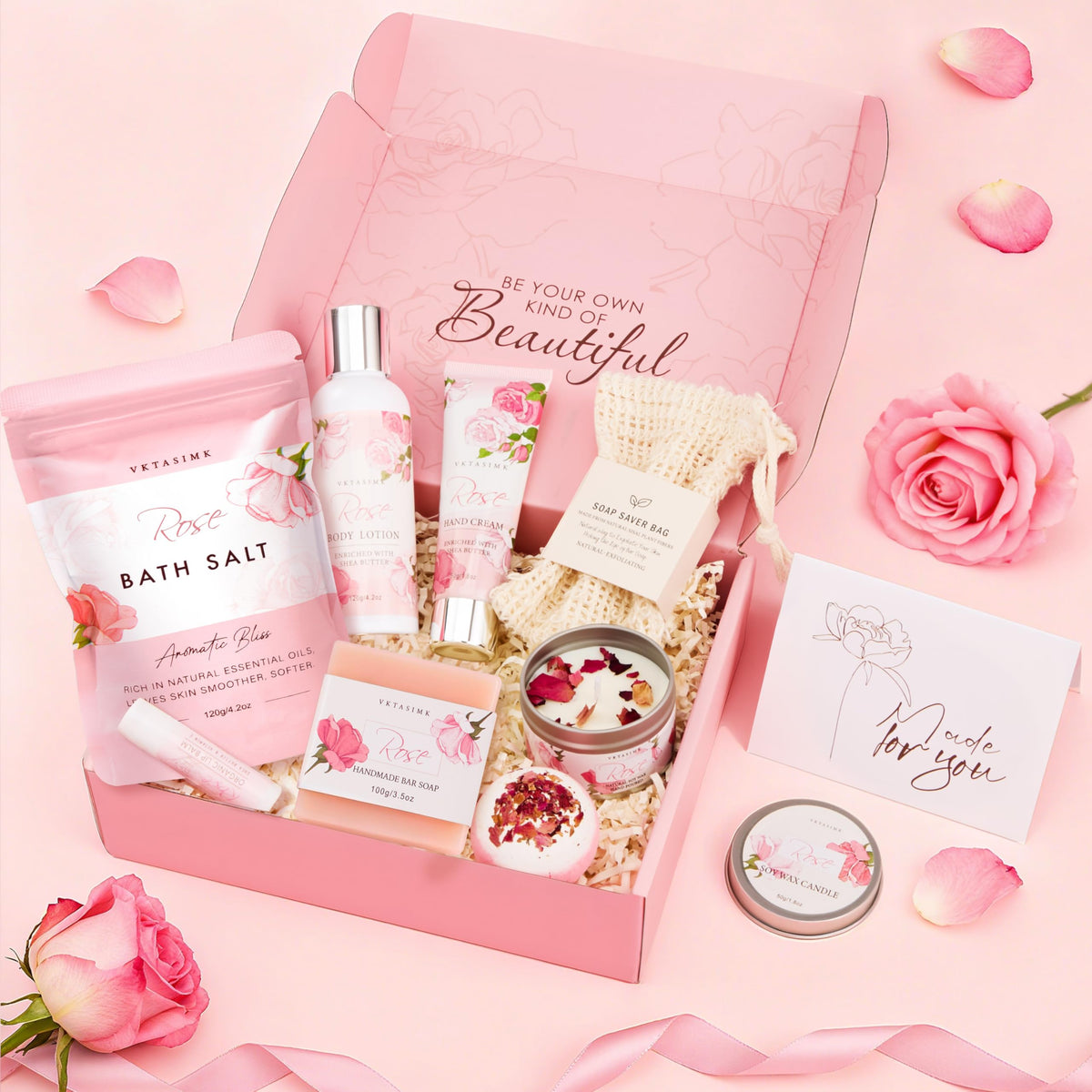 VKTASIMK lit rose soy candle creating calm ambiance and soothing scent benefit