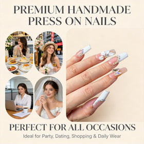 Vlazryk almond accent nails with flowers and butterflies for unique flair