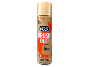 VO5 brush out aerosol nozzle closeup for controlled, even spray