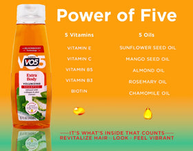 VO5 shampoo foam texture demonstrating gentle lather and lift