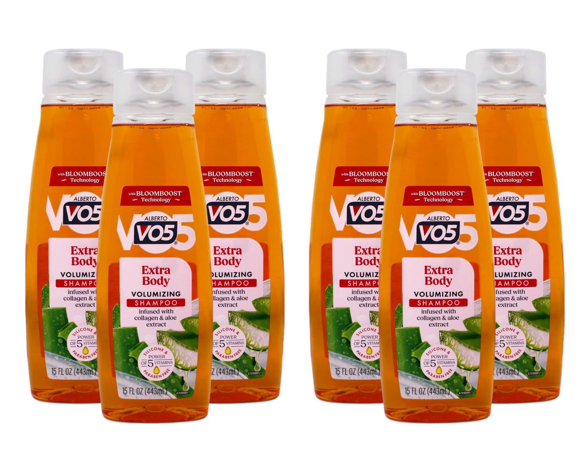 VO5 front packaging showing bottle and brand for visible volume