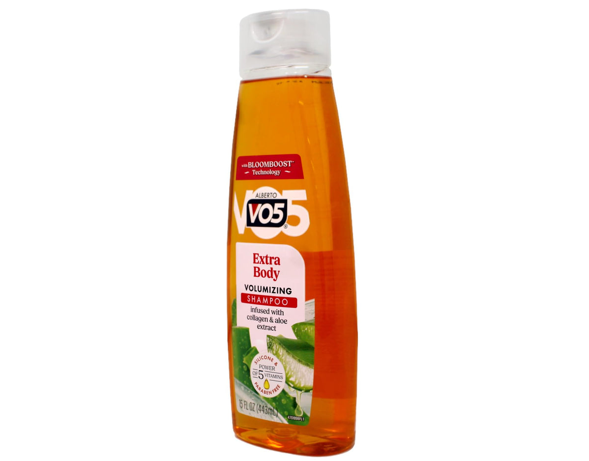 VO5 shampoo styled hair with blow-dryer showing visible root lift