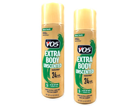 VO5 unscented hairspray front packaging shows product and pack benefit