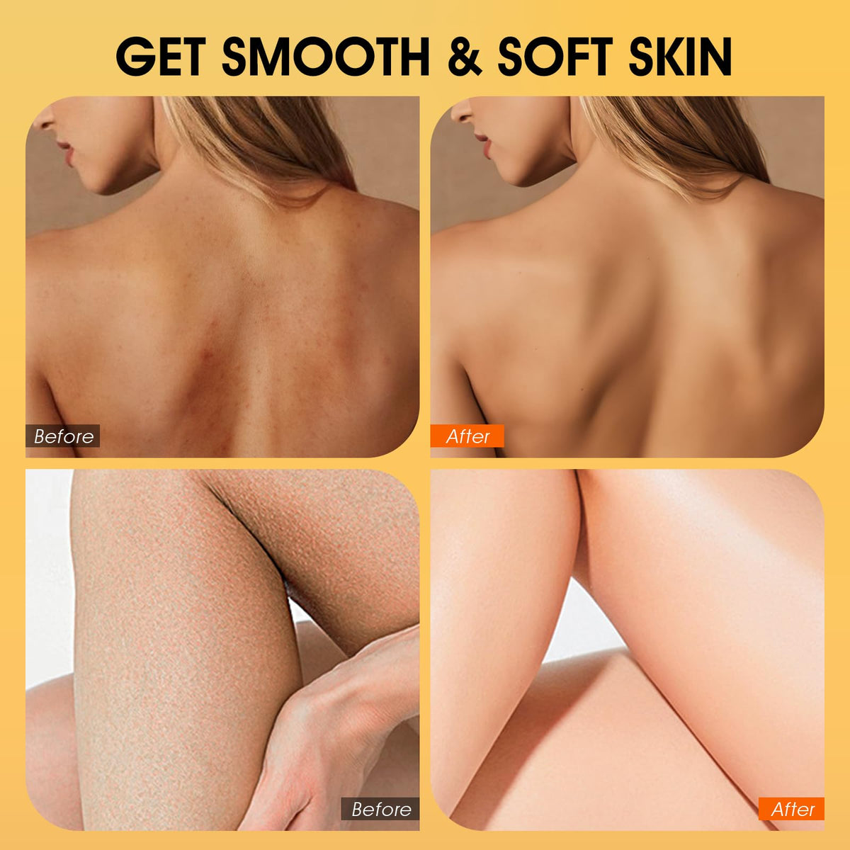 VOERUY scrub applied on arm in shower demonstrating gentle exfoliation benefit