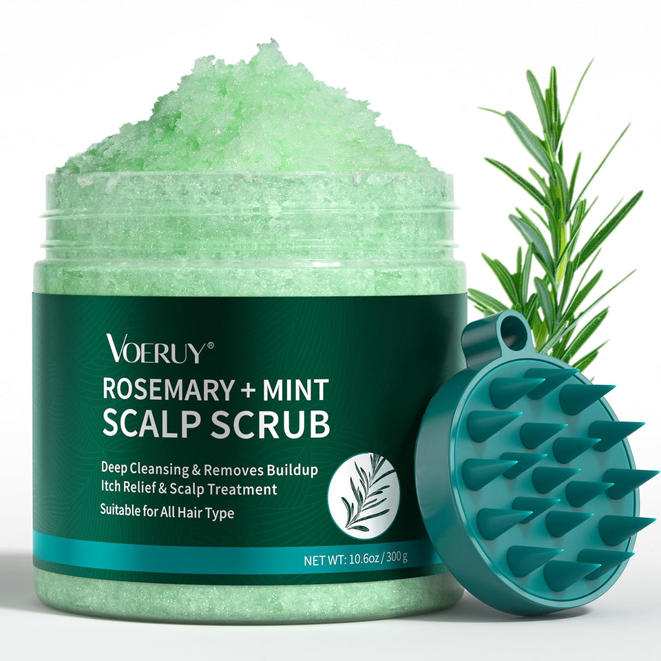 VOERUY front jar of scalp scrub showing label and size for clear purchase decision