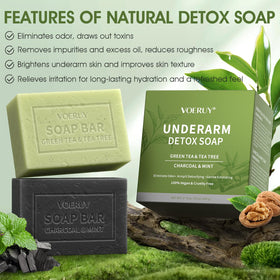 VOERUY green tea soap close-up texture showing gentle exfoliating particles