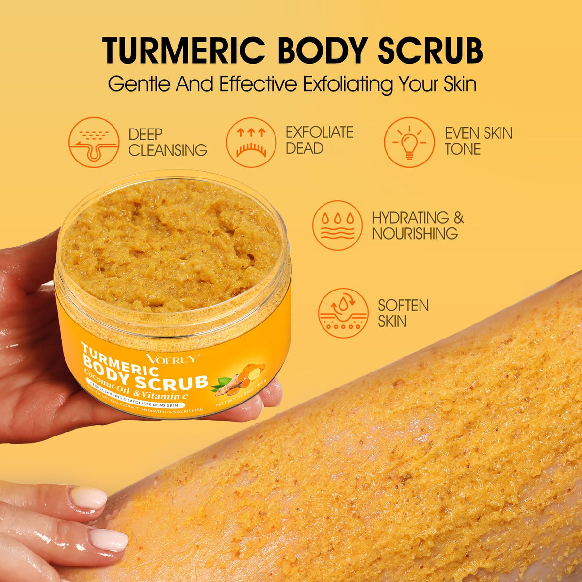 VOERUY ingredients display turmeric coconut avocado for nourishing hydration