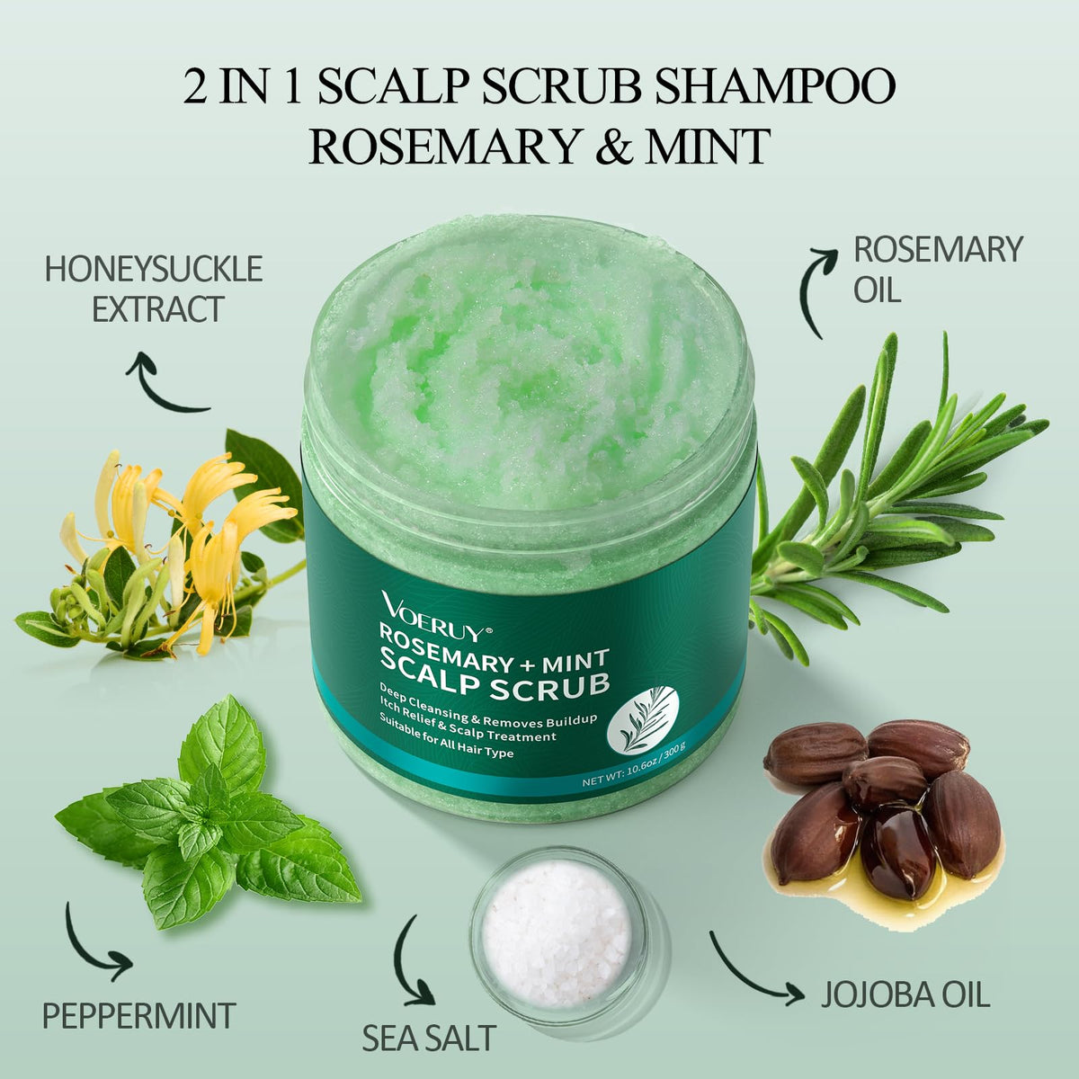 VOERUY open jar close-up revealing scrub texture and sea salt granules for exfoliation