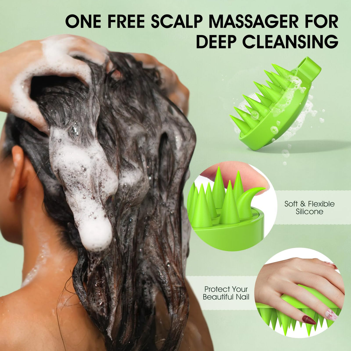 VOERUY product staged in bathroom lifestyle setting illustrating easy at-home scalp spa