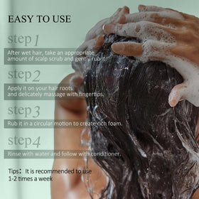 VOERUY product next to a common shampoo bottle to show the 10.6oz scale and portability