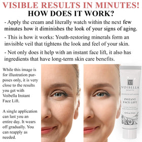 VOIBELLA BEAUTY applied on hand to demo tiny amount and immediate tightening