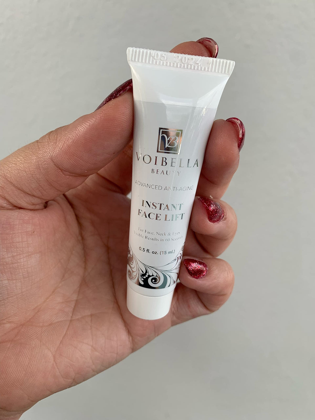 VOIBELLA BEAUTY before and after split-face showing visible smoothing benefit