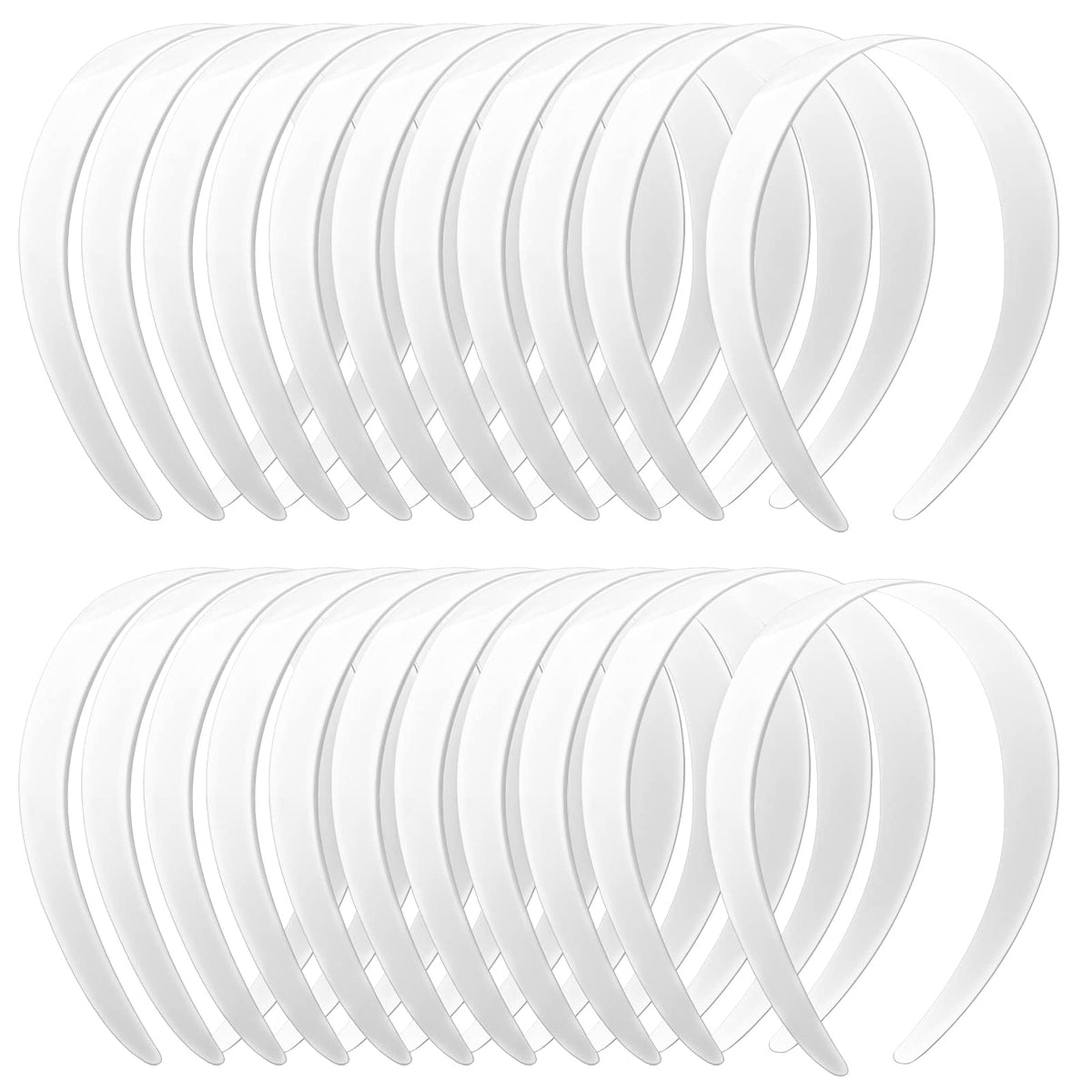 VOKOY front view of 24 white headbands showing clean finish and bulk value
