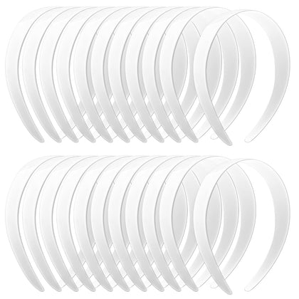 VOKOY front view of 24 white headbands showing clean finish and bulk value