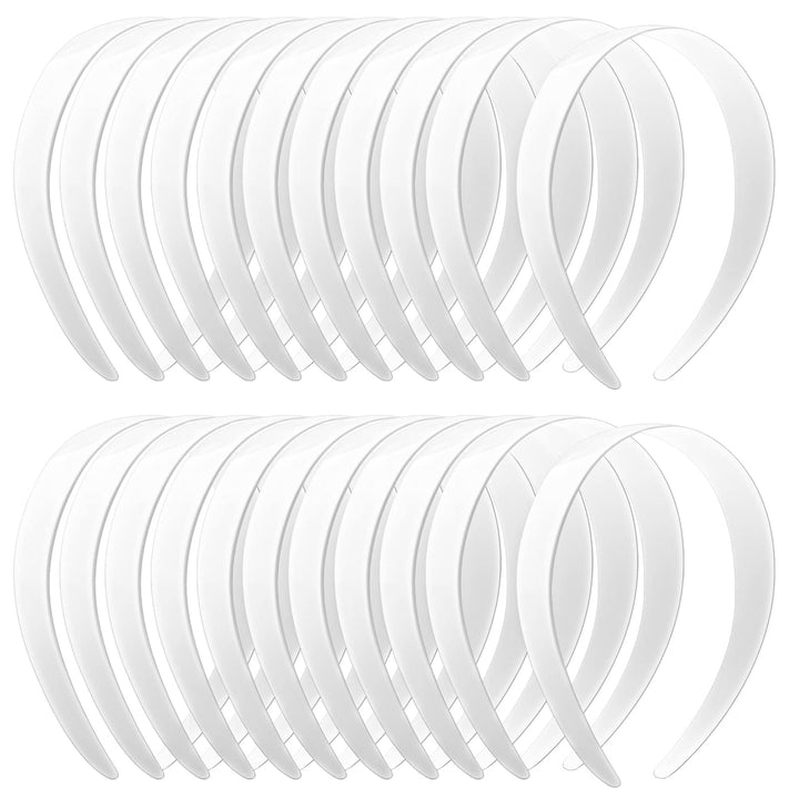 VOKOY front view of 24 white headbands showing clean finish and bulk value