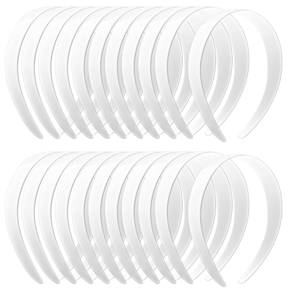 VOKOY front view of 24 white headbands showing clean finish and bulk value