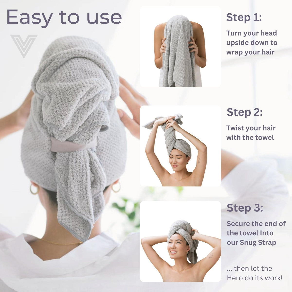 VOLO towel on bathroom counter showing quick-dry convenience for routines