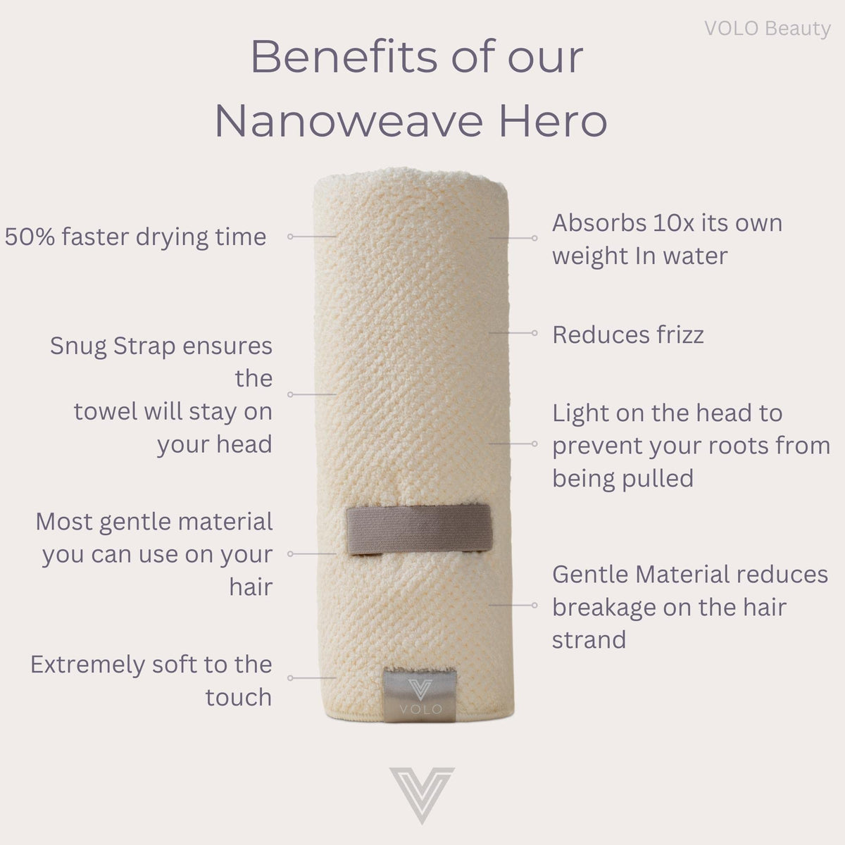 VOLO Hero Hair Towel wrapped on curly hair to preserve curl definition