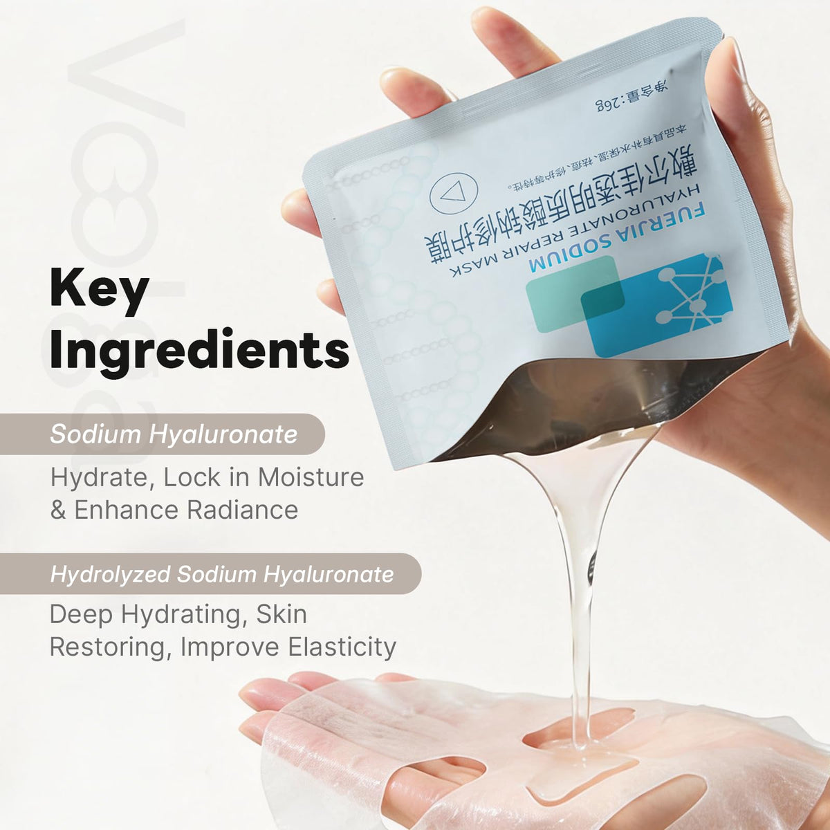 Voolga clear serum drop on fingertip showing lightweight hydration and quick absorption