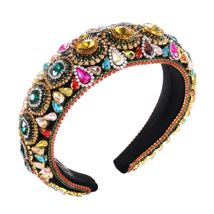 Vosaplk front view of embellished headband showing ornate rhinestones and elegant finish for standout style