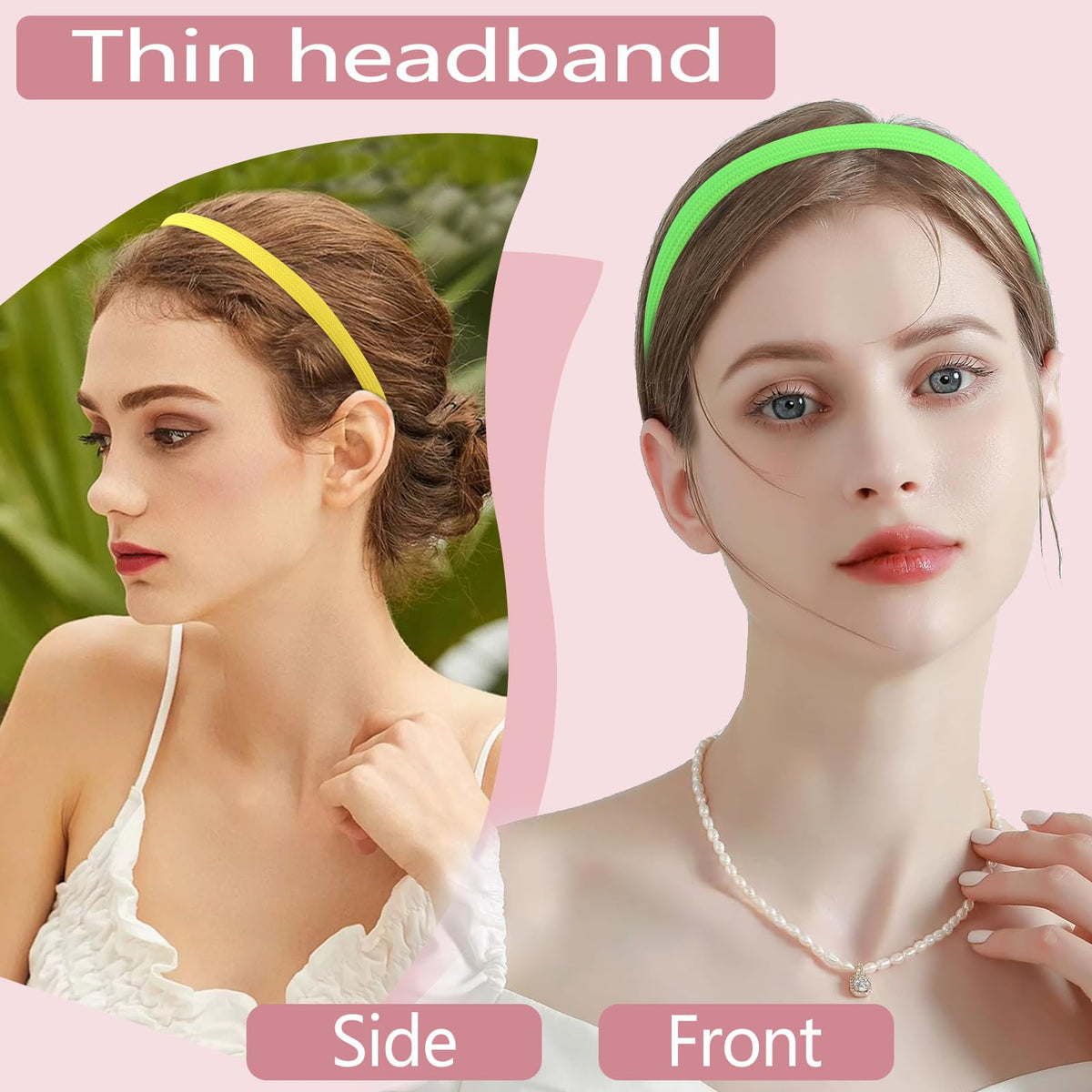 Vovii headband on short-haired model demonstrating secure non-slip wear