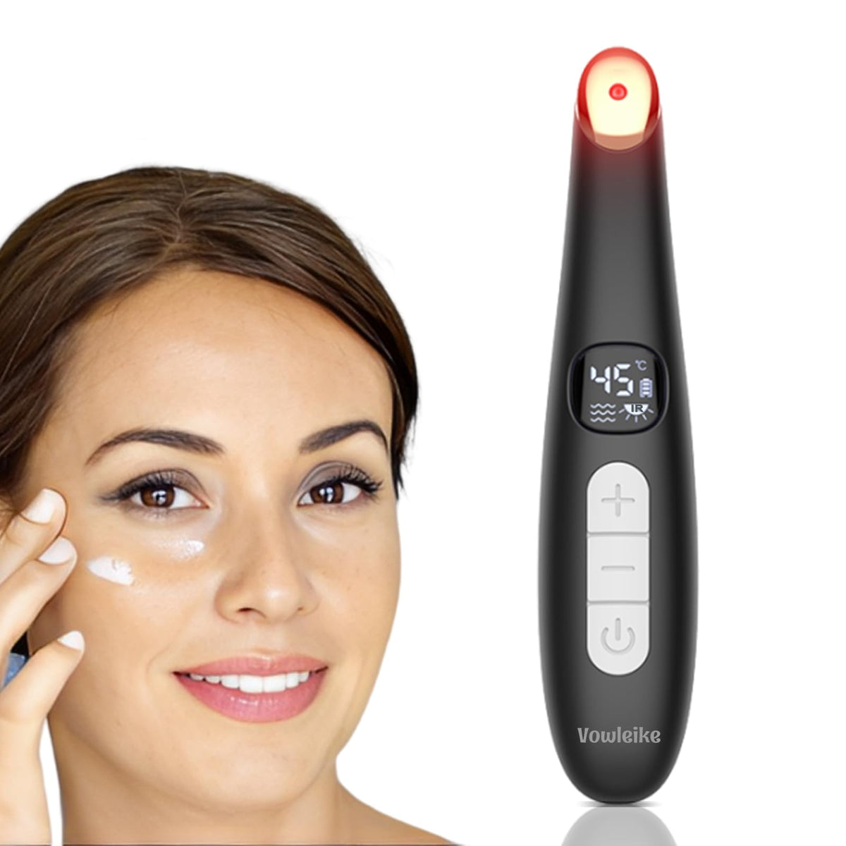 Vowleike front view of black eye lift wand showing sleek design and portability
