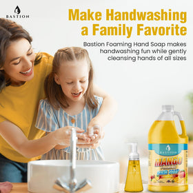 Voyager Bastion hand use in sink showing moisturizing foam for frequent washing