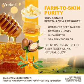 VREKEF raw ingredients close-up showing sea buckthorn and shea benefits