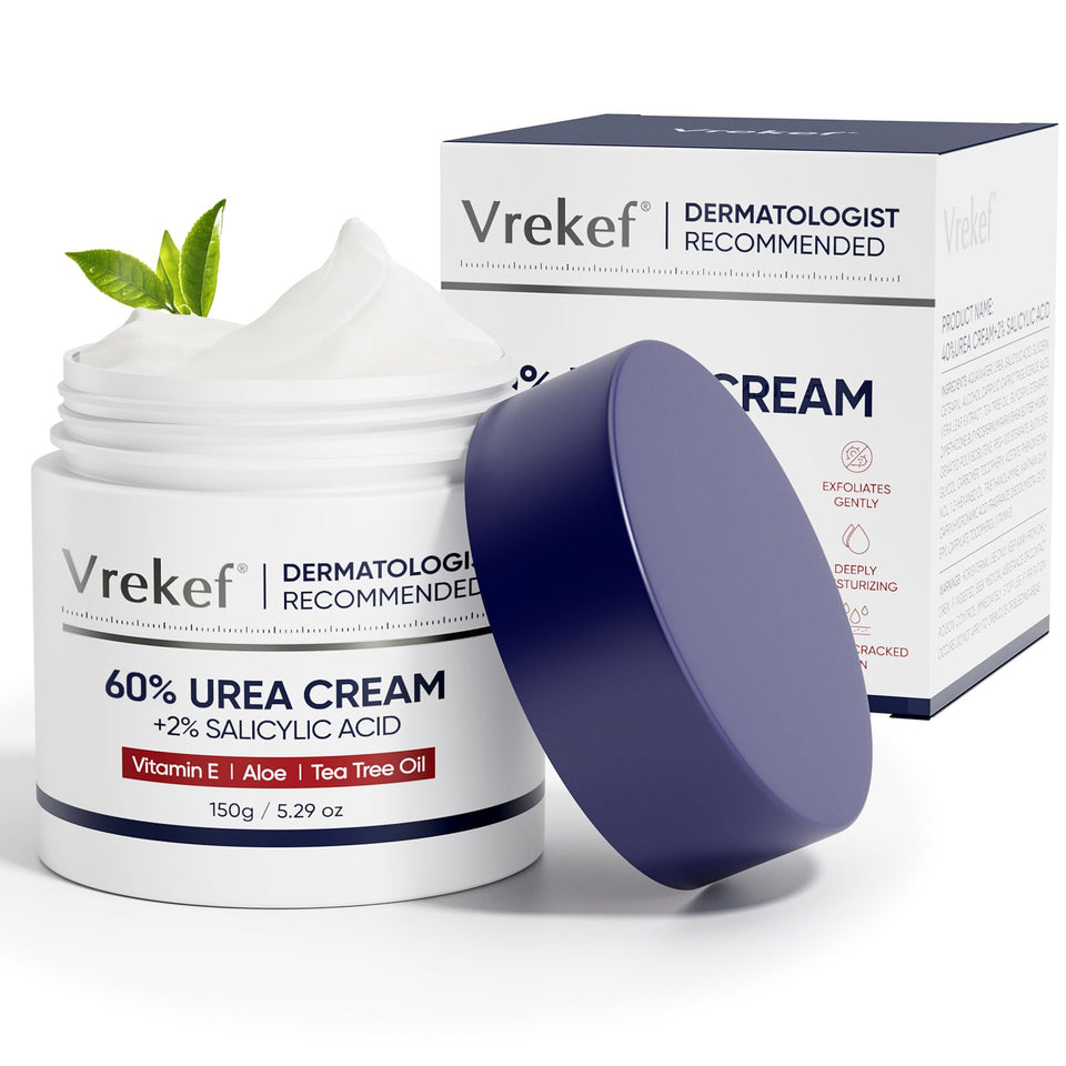 VREKEF front tube 5.29 oz showing product and strength to treat rough heels