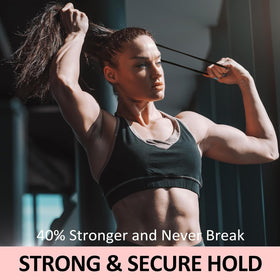 vrose flosi used during workout illustrating secure, sweat-resistant hold
