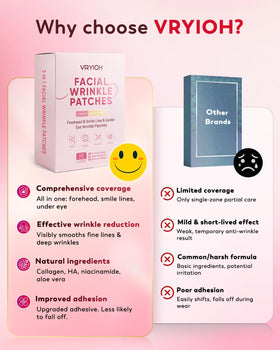Vryioh under-eye patch in use demonstrating gentle smoothing benefit